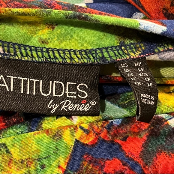 Vibrant Multicolor short sleeve stretchy Top size medium - Picture 4 of 10